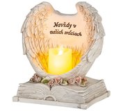 Dekorácia MagicHome, Anjelské krídla ma knihe so sviečkou LED 18x13.5x20xm