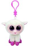 Plyšová hračka ružovo-biela ovečka s klipom, 8,5cm