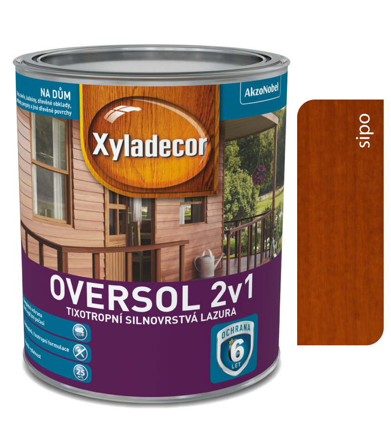 Xyladecor Silnovrstvá lazúra oversol 2v1 Sipo 0,75l