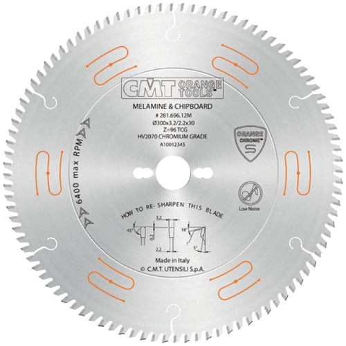 Cmt CHROME Pílový kotúč na lamino, DTD a MDF - D300x3,2 d30 Z96 HM