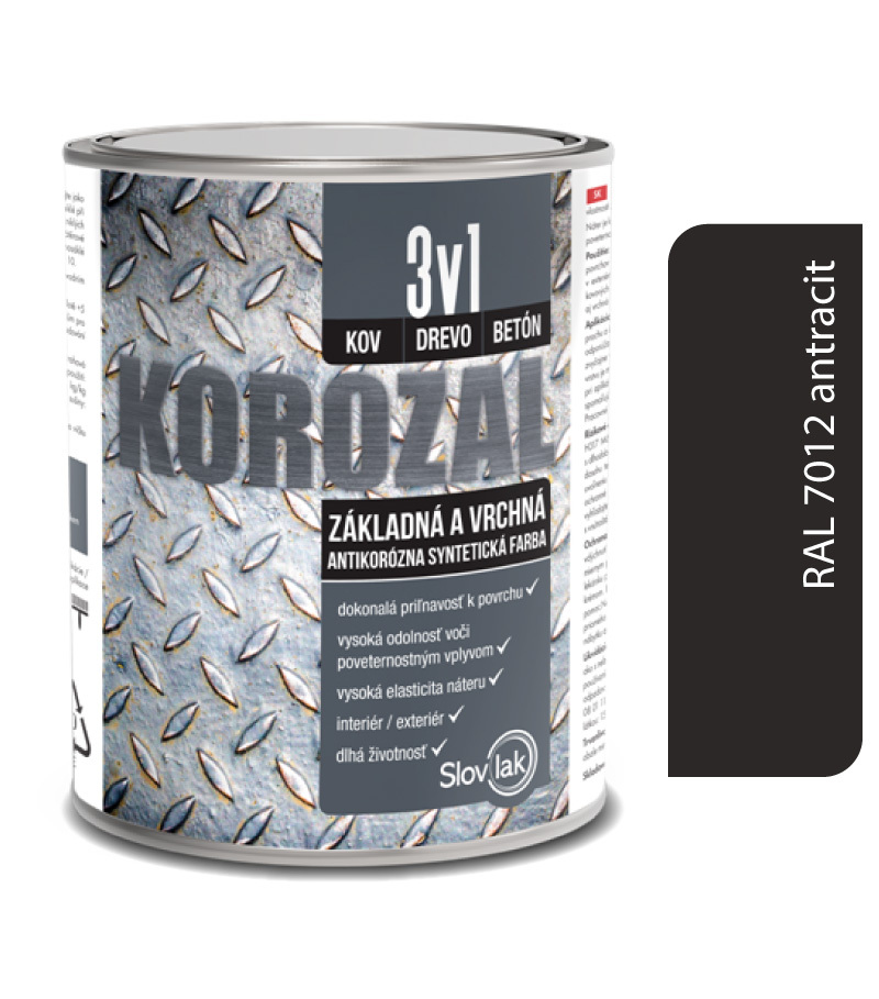 Slovlak Korozal 3v1 RAL 7016 antracit 0,75l